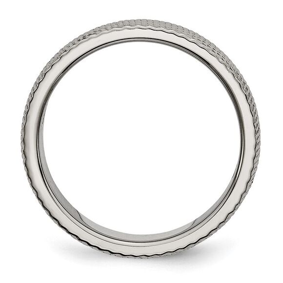 Kazi Luxury Chisel Titanium Polished and Textured 6mm Band - Picture 2 of 9